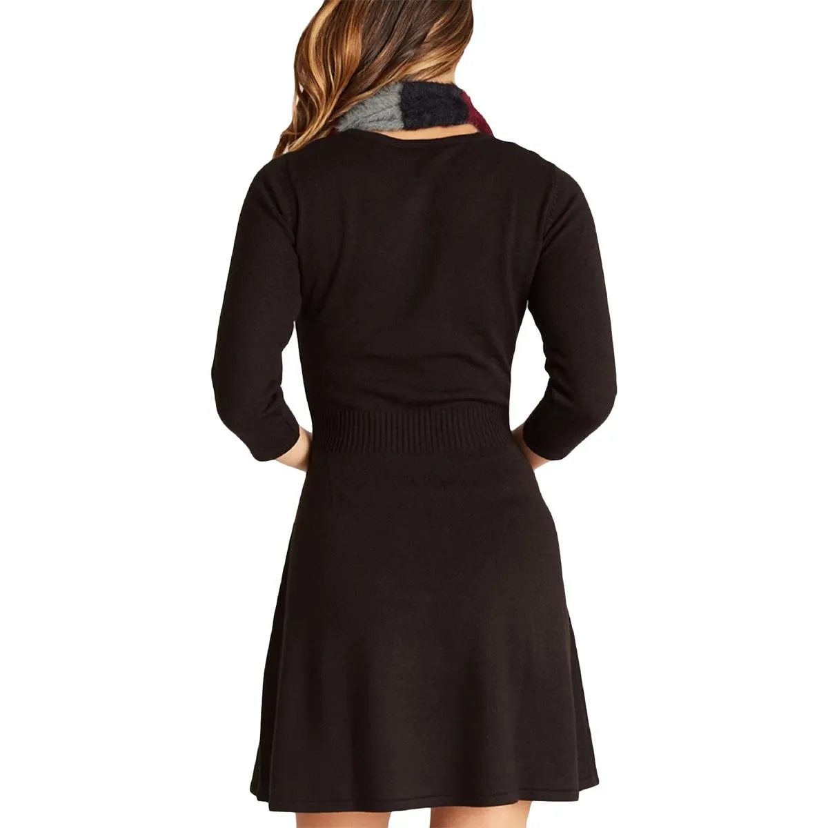 Juniors Womens Sweater Stretch Fit & Flare Dress