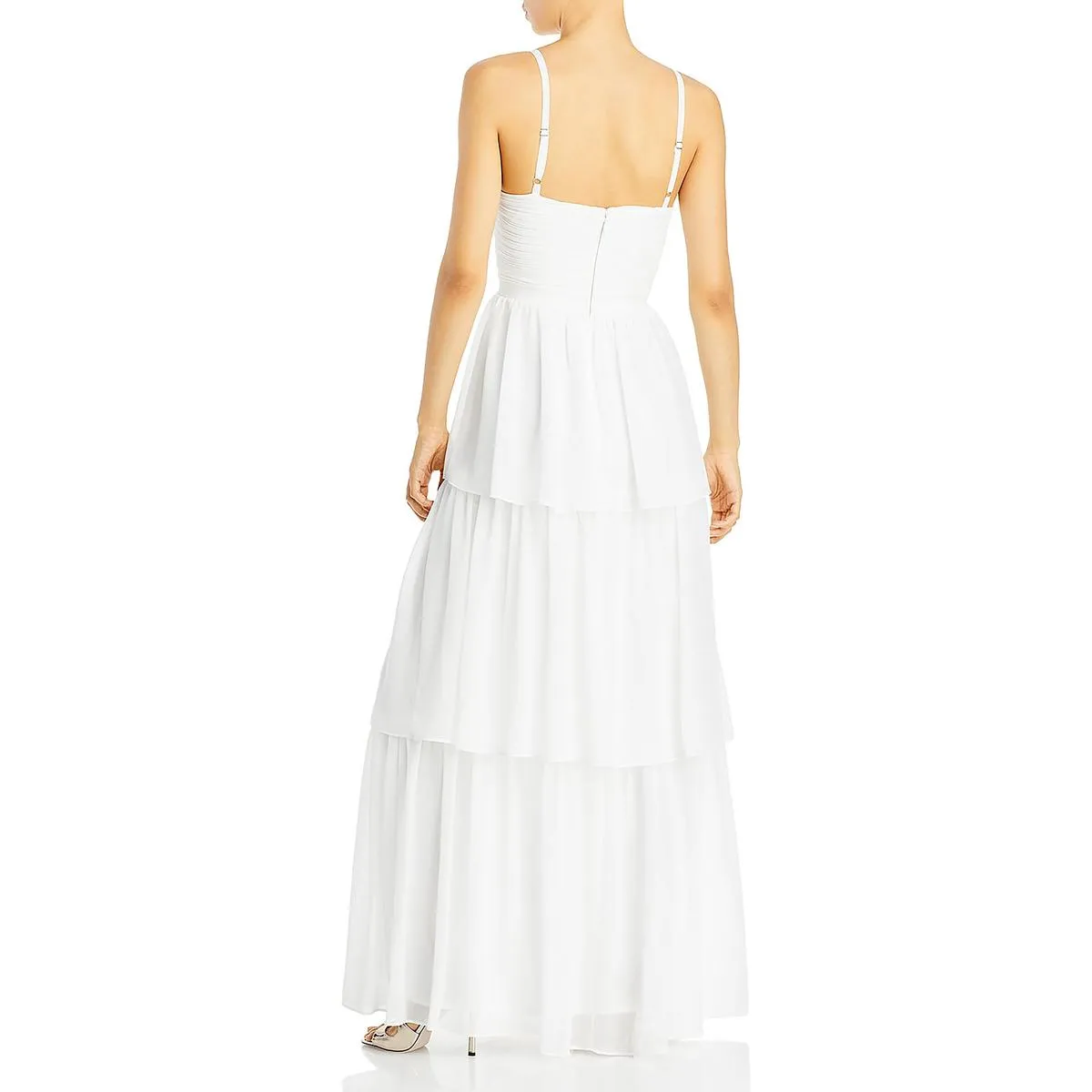 Womens Cut-Out Tiered Evening Dress