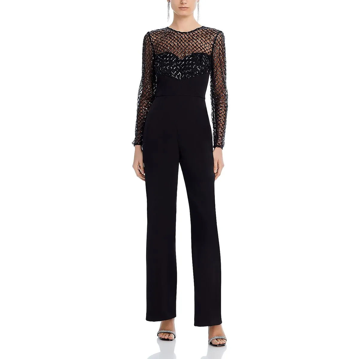 Womens Mesh Wide Legs Jumpsuit