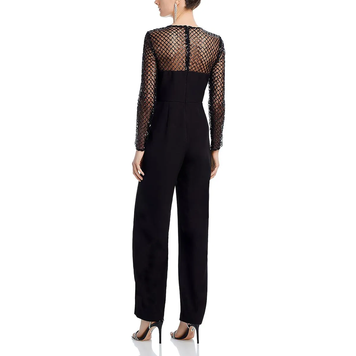 Womens Mesh Wide Legs Jumpsuit